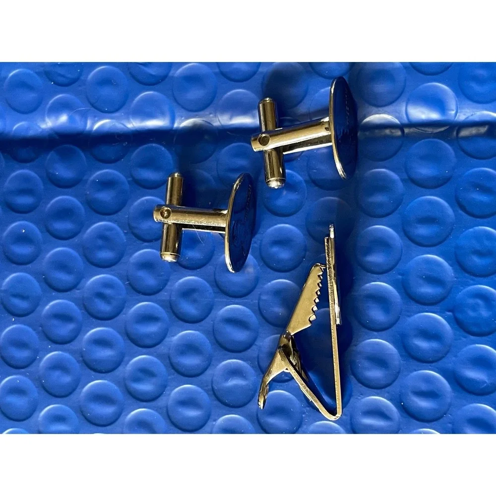 Abraham Lincoln Freedom Silver‎ Tone Vintage Unbranded Cufflinks Tie Clip Set